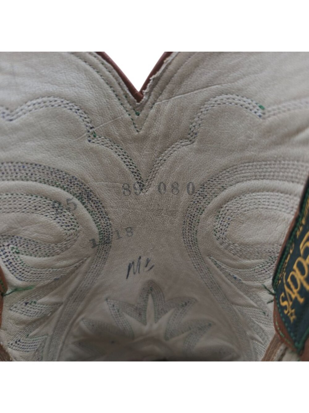 M.L. Leddys Ostrich Exotic Cowgirl Boots Womens 5B Brown Purple Green Cowboy CBC - Picture 8 of 16